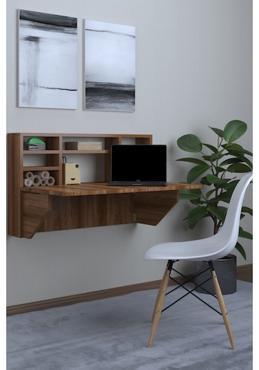 Dekorfim DF01104BR Duvara Monte Pratik Katlanır Raflı Kırma Mutfak ve Yemek Masası