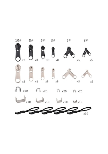 194 Adet Çinko Alaşımlı Boyalı Naylon Fermuar Çektirme Seti Giyim Çadırı Kurulumu İçin