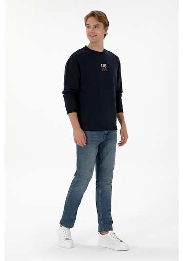 U.S. Polo Assn. Erkek Bisiklet Yaka Comfort Fit Lacivert Basic Sweatshirt 50313760-VR033