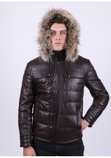 New Zaya Leather Erkek Şişme Deri Mont Siyah