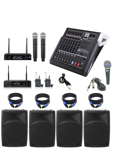 Okul Etkinlik Ses Sistemi 12'' Kabin Hoparlör Anfi Mikrofon