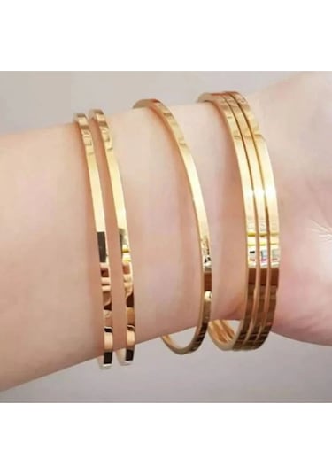 6 Li Erozyon Kesim İnce Ajda Model 14 Ayar Altın Dolgu Bileklik - 3155-6 Çok Renkli