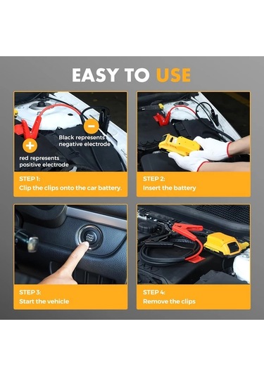Xuweiwei 12-24v Jump Cable Clip 2m/6.5ft 20v Jumper Kabloları İçin Uyumlu 8awg Araç Akü Başlatma Kablosu