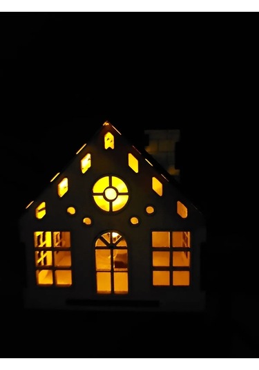 Lavanta Tasarım Işıklı Büyük Dekoratif Ev 5 Beyaz