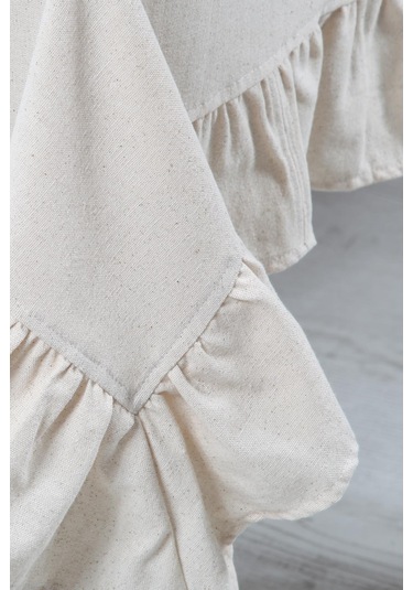 Naturel Fırfırlı Masa Örtüsü Vintage Krem