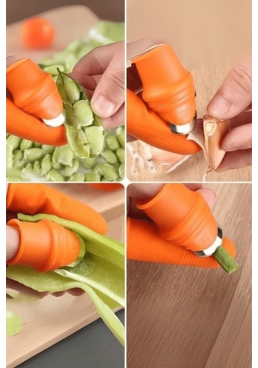 Büro Ev Ofis Mutfağı İçin 5parça Silikon Parmak Koruyucu Mini Sebze Soyma Kesme Aparat Seti Diğer