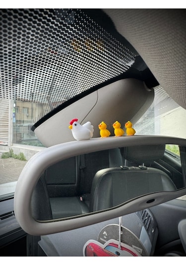 4 Parça Sevimli Tavuk Ailesi Dikiz Aynası Süsü - Ayna Süsü Araba Süsü Torpido Süsü Oto Aksesuar