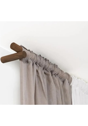 Masif Ahşap Perde Askısı Rustik Ahşap Ceviz Renk Boru 100 Cm