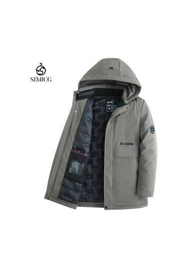 Erkekler İçin Kışlık Kalınlaştırılmış Sıcak Pamuklu Dolgulu Ceket, Günlük Çıkarılabilir Kapüşonlu Pamuklu Dolgulu Ceket Gri