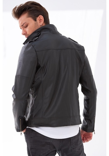 Çapraz Fermuar Erkek Deri Ceket