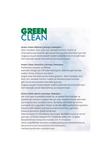 Green Clean Çamaşır Deterjanları 1 L X 3 Ve Rosie Pamuk Hediye 1 L