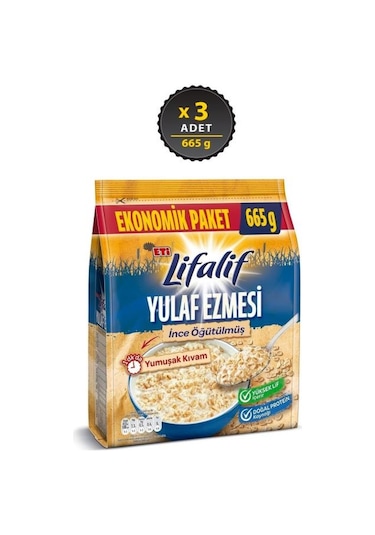Eti Lifalif İnce Öğütülmüş Yulaf Ezmesi 3 x 665 G