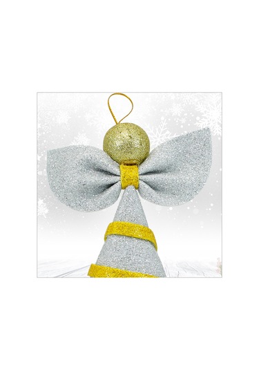 Yılbaşı Ağacı Simli Eva Külah Tepelik, 14cm X 9cm - Gümüş