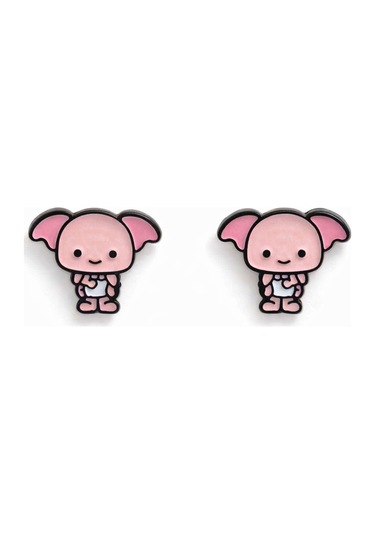 Dobby Figürlü Pembe Küpe Unisex Renkli Karakter Tasarım Çok Renkli