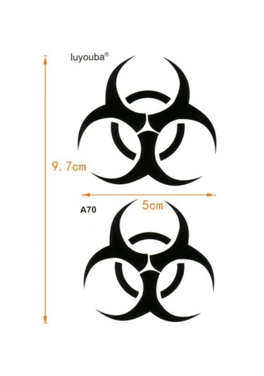 Geçici Dövme Tehlike Işareti Kimyasal Radyoaktif Atık El Kol Bilek Dövmesi Tattoo