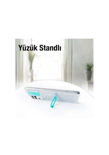 More Tr Sm Galaxy A12 M12 F12 Kılıf Sürgülü Kamera Lens Korumalı Yüzük Standlı Silikon Kılıf Siyah