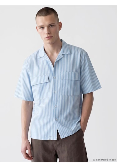 Lc Waikiki Mavi Loose Fit Çizgili Erkek Gömlek