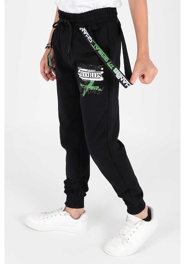 Ahengim Erkek Çocuk Works Baskılı Trend Eşofman Altı Ak2104 Siyah-yeşil Siyah - Yeşil