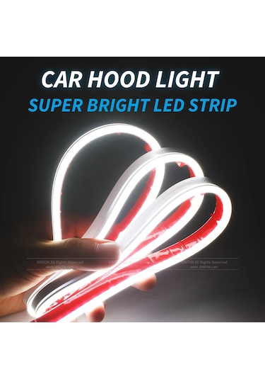 Xinfok Led Araba Kaput Işıkları Şerit Evrensel Oto Dekoratif Atmosfer Lambaları Crystal Blue 200cm 78 İnch 1 Piece Set