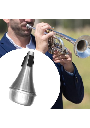 Homyl Trompet Düz Susturucu Alüminyum Alaşımlı Caz Gümüş