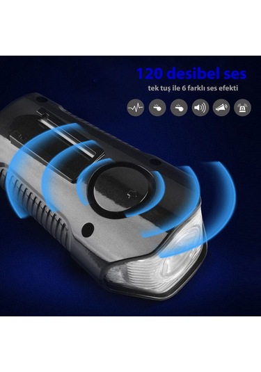 Dailylink Bisiklet Işık Korna Lcd Hız Göstergesi Su Geçirmez Fene Mavi - Siyah