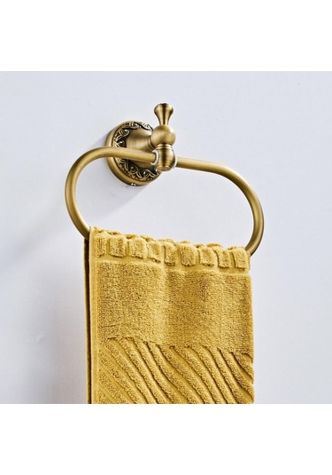 Homyl Vintage Banyo Depolama Rafı Oval Pirinç Havlu Kancası Bronz Bronz