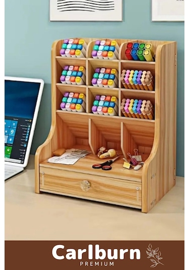 Özel Üretim Demonte Ev Ofis Çalışma Masası Dayanıklı Bölmeli Çekmeceli Ahşap Organizer Çok Renkli