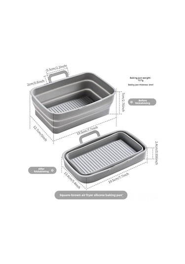 Ranyeek Ninja Dz201410 Uzun Yassı Silikon Hava Fritöz Tepsisi, Çift Sepet, Katlanabilir, Anti Yapışkan, Kolay Temizleme Gri Diğer