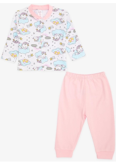 Breeze Kız Bebek Pijama Takımı Uykucu Unicorn Desenli 4 Ay-1 Yaş, Beyaz-beyaz Beyaz