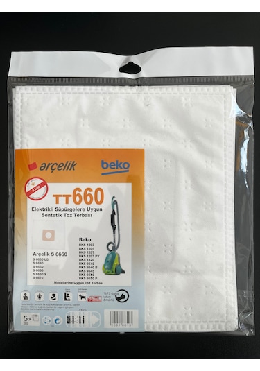 15adet Arçelik Uyumlu-beko Tt660 Elektrikli Süpürge Sentetik Toz Torbası