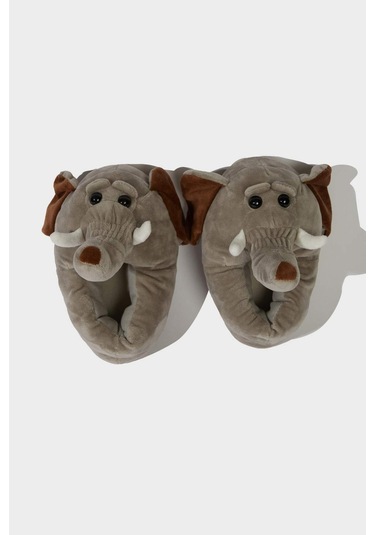 Defacto Erkek Çocuk Fil Temalı Düz Taban Panduf F1939a825wngr2 Gri-gr2