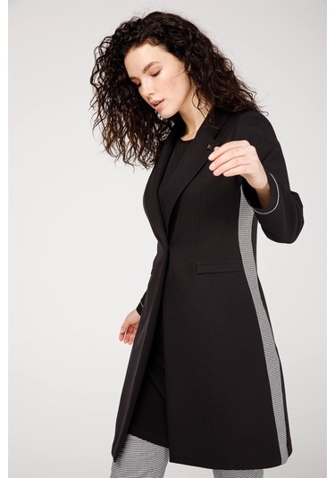 Erkek Yakalı Kaz Ayak Desen Kombinli Pantolon Ceket Takım Siyah