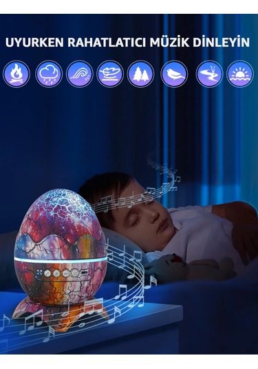 Dinazor Yumurtası Gece Lambası Projektör Uzaktan Kumandalı Nebula