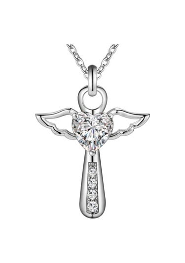 925ayar Gümüş Kristal Taşlı Melek Kolye