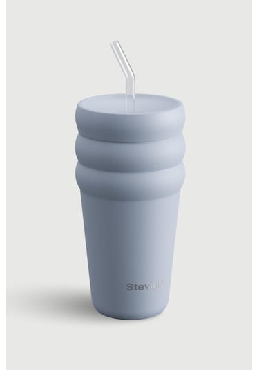 Stevig 3 Bubble Two-cap Straw Tumbler Çelik Termos 600 Ml Zen Blue St-246 Mavi