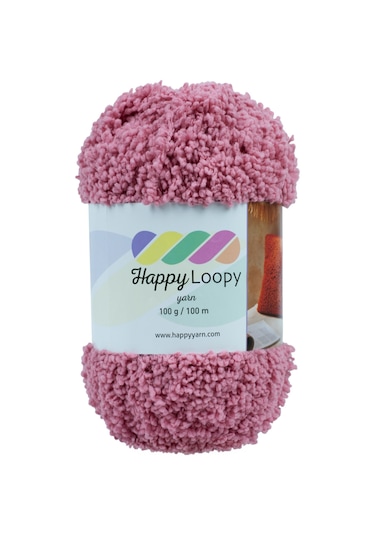 Happy Loopy Yarn - 100g / 100m %100 Polyester Buklet Örgü İpi - Pembe