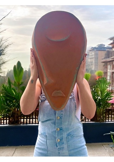 Taş Heykel Duvar Maskesi, El Yapımı Soyut Yarı Yüz Duvar Dekoru, Ev Ve Ofis Hediye Dekor