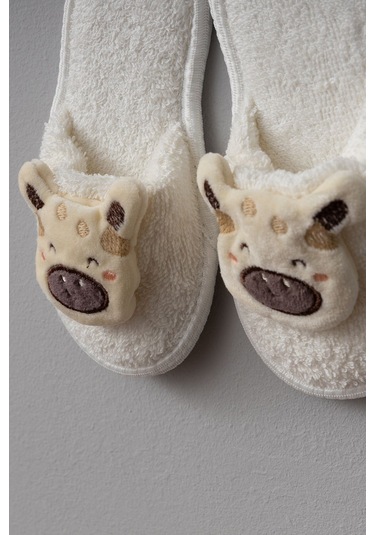 Sevimli Köpekçik Bebek Bornoz Seti 4 Parça Krem