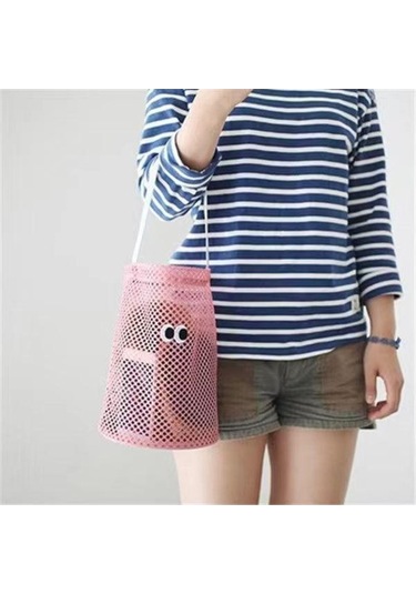 Novahub Sevimli Gözler File Plaj Kovası Çantası - Yaz Koleksiyonu Lacivert Lacivert