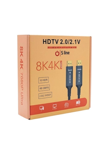 Sline 8k V2.1 Fiber Optik Hdmı Kablo - 15metre 7680x4320p