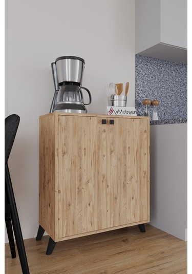 Seren 2 Kapaklı 4 Raflı Boy Dolabı Çok Amaçlı Dolap Kiler Dolabı Mutfak Dolabı Atlantik Çam Atlantik Çam