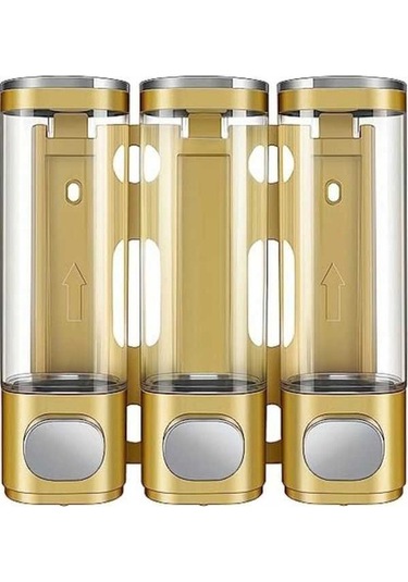 Novahub Altın Duvara Monte Banyo Organizatör Ve Pompası Dispenseri, Şampuan, Saç Kremi, Vücut Yıkama, 56904962 Altın