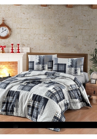 First Choice Flanel Nevresim Takımı Winter Grey Çift Kişilik