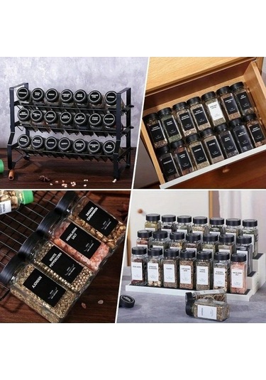 Trendooze Kahverengi 12li Cam Baharat Şişesi Seti 4oz Kapaklı Fırınlı Funnel Ve Kalem Kahverengi Siyah