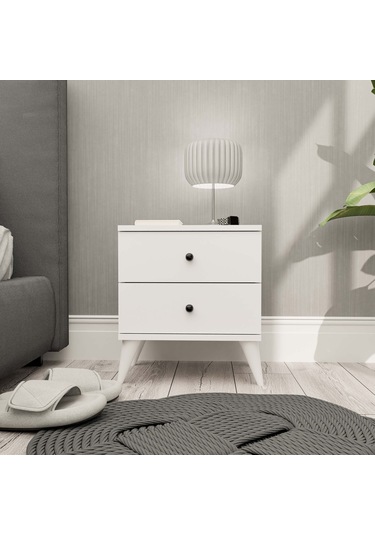 3720 Mona 2 Çekmeceli Komodin Beyaz