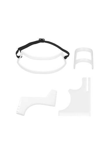 Maiyame Ev Saç Bakımı 4'lü Set: Sakal, Sakal Çizgisi, Saç Kesim Ve Boyun Çizgisi Şablonları Beyaz