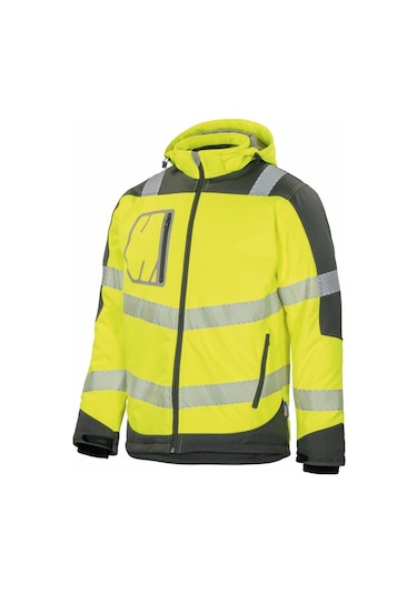 Reflektörlü Su Geçirmez Termal Softshell İş Montu Sarı Sarı