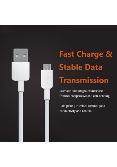 Sandwich Beyaz Tpe Usb Type-a'dan Micro Usb'ye 2a Hızlı Şarj Ve Veri Transfer Kablosu Altın Kaplama, Eşsiz Arayüz