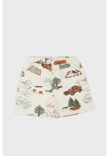 Lela Desenli Streç Pamuklu Bisiklet Yaka Atlet Boxer 2'Li Iç Giyim Erkek Çocuk Takım 6651010 Ekru-Yeşil