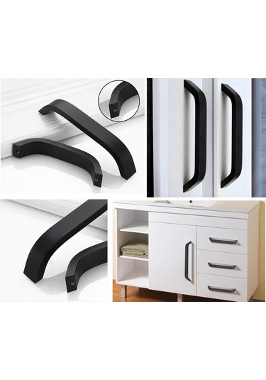 10 Adet Siyah Dolap Kulpu - Siyah Mutfak Kapı Kolları Dolapları